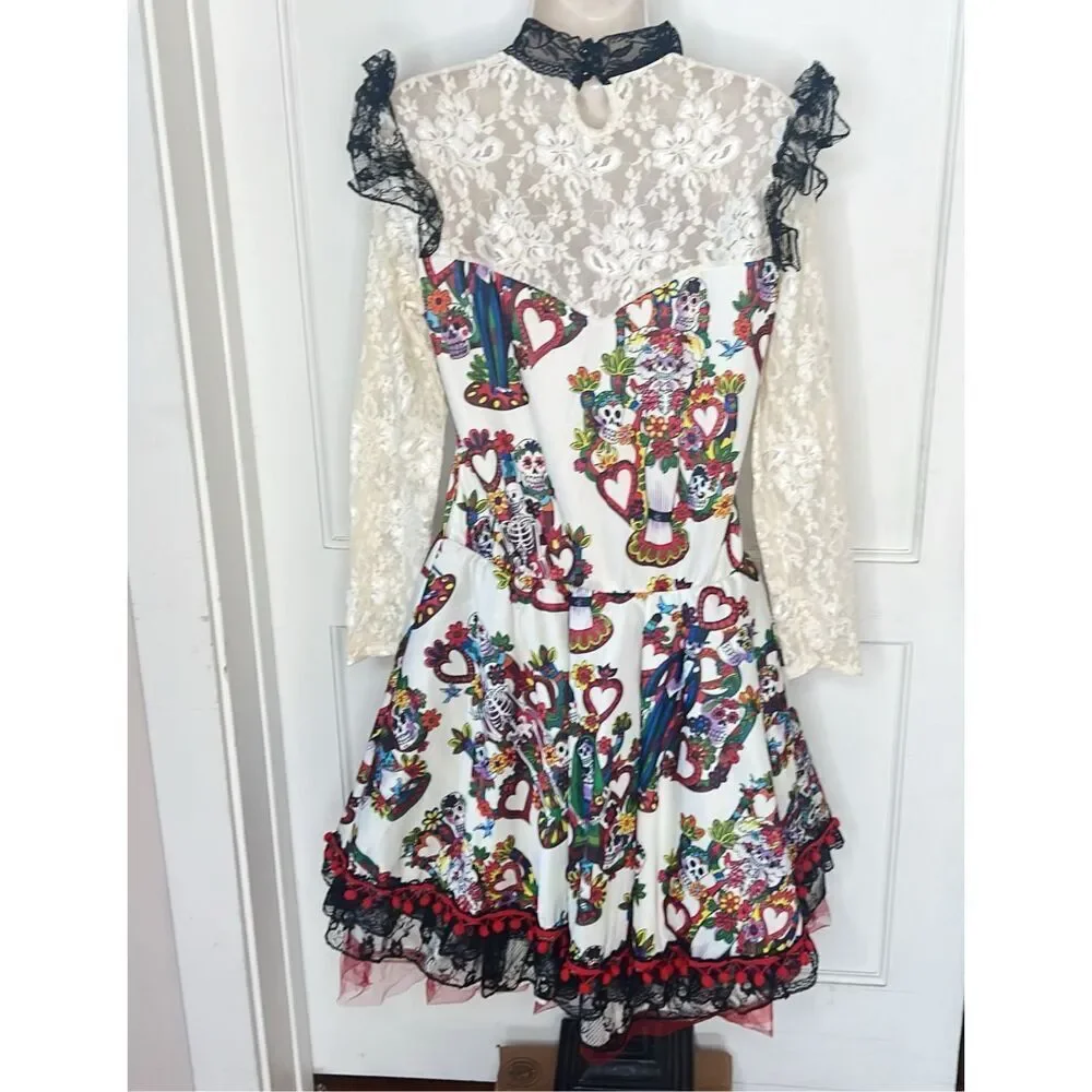 Spirit La Novia Day of the Dead Sugar Skull Bride Dress Size XL - Picture 6 of 8